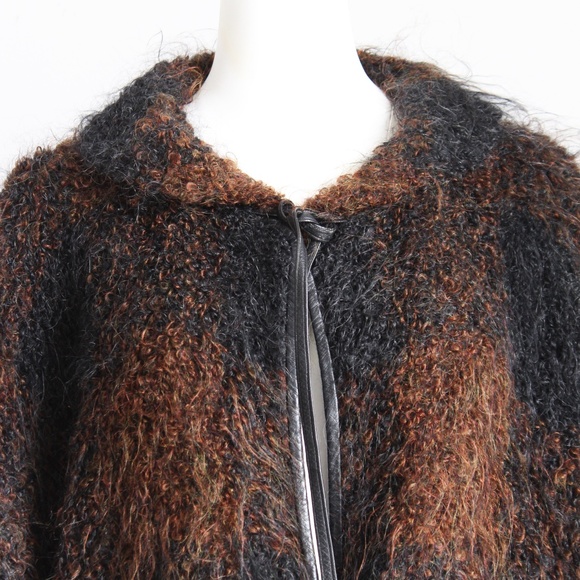 Bonnie Cashin for Sills Coat NOH Mohair Knit Leather Trim Museum Piece Rare OS - Picture 4 of 11